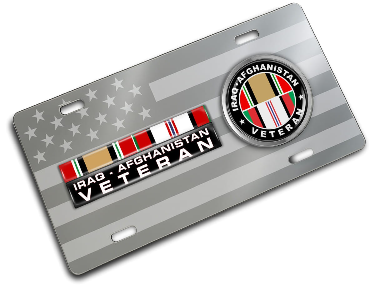 Iraq - Afghanistan Veteran - Stainless Steel Car License Plate